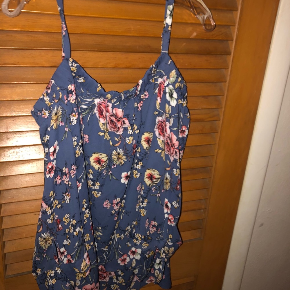 Floral strap/off the shoulder shirt